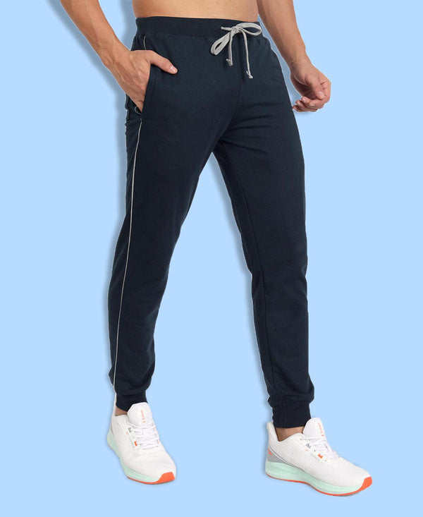 HiFlyers Men Navy Slim Fit Solid Terry Joggers