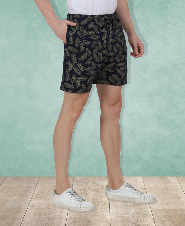 Tt Men'S Cotton Printed Bermuda / Shorts Navy Blue