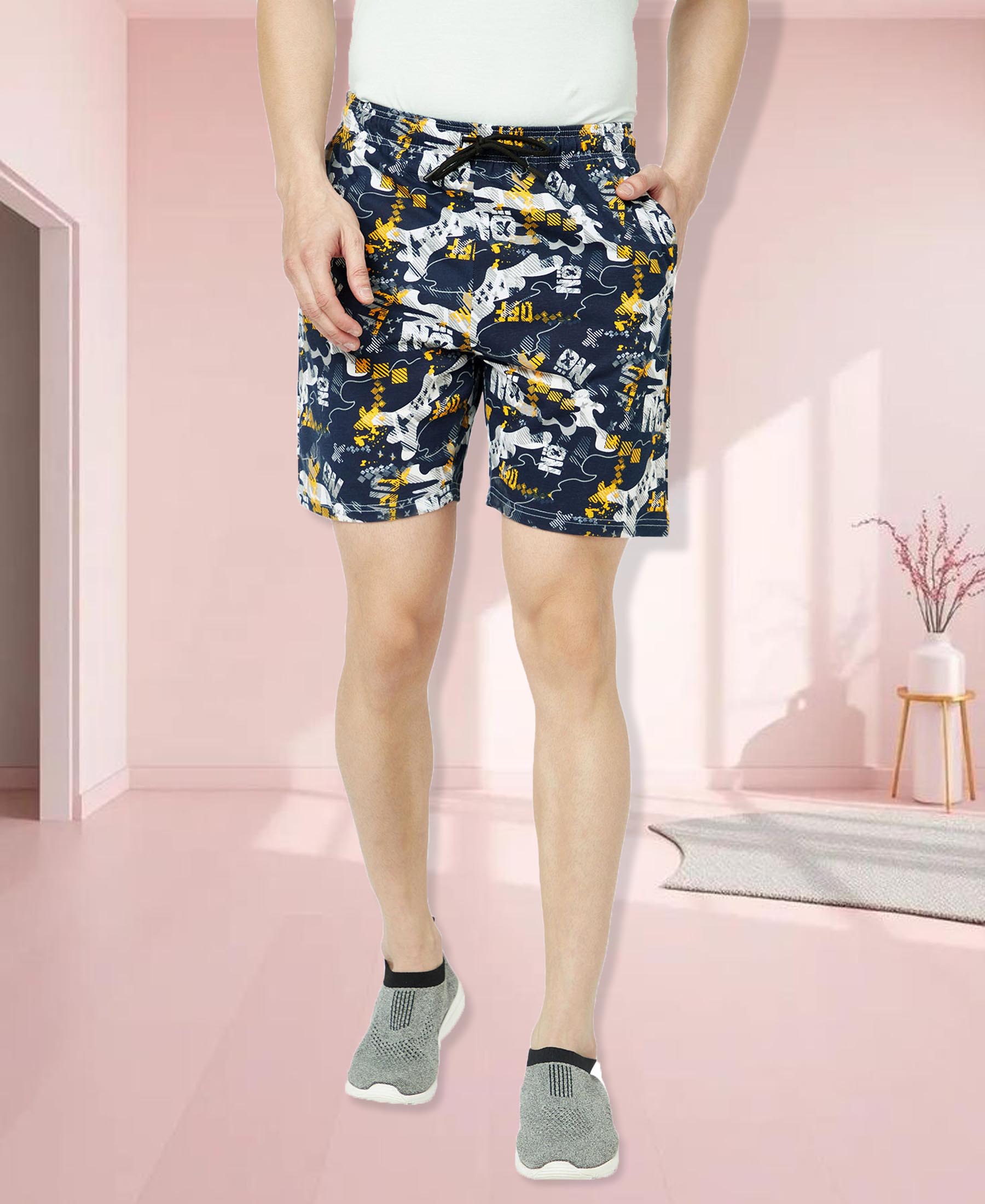 Buy Mens Cotton Regular Fit Printed Bermuda Shorts With