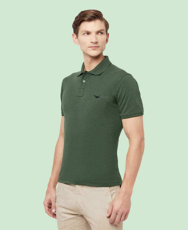 HiFlyers Men'S Cotton Polo T-Shirt With Chest Logo Olive