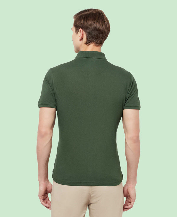 HiFlyers Men'S Cotton Polo T-Shirt With Chest Logo Olive