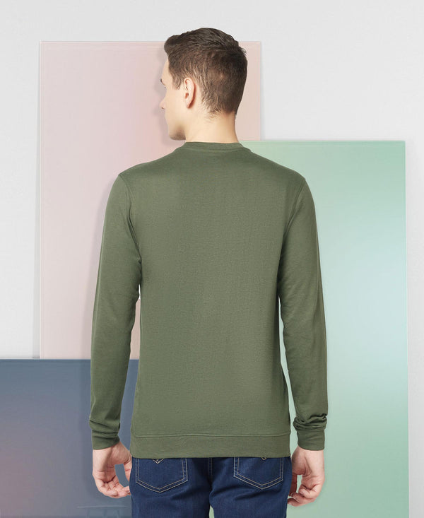 T.T. Men Cotton Polyster Regular Fit Solid Full Sleeve T-Shirt Pack Of 2 (Olive-Onion )