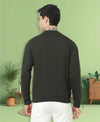 HiFlyers Men Slim Fit Slogan Printed Cotton Fleece Sweatshirt -Olive