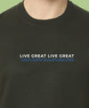 HiFlyers Men Slim Fit Slogan Printed Cotton Fleece Sweatshirt -Olive