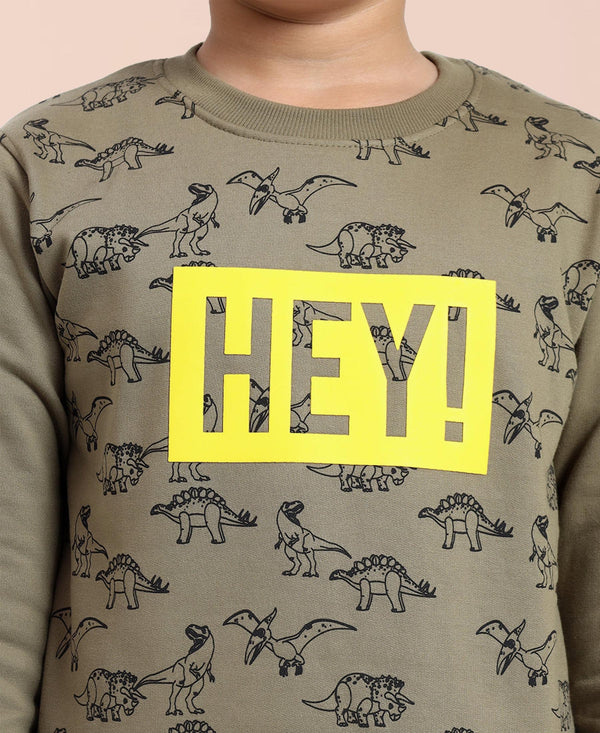 HiFlyers Boys Regular Fit | Premium Cotton Fleece |Full Sleeves|Round Neck|Trendy Winter Wear| Sweatshirts For Boys And Girls -Green