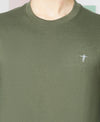 T.T. Men Olive Cotton Polyster Regular Fit Solid Sweatshirt Style Tshirt