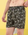 HiFlyers Men Regular Fit Printed Super Combed Cotton Woven Boxer Short Pack Of 1 Olive
