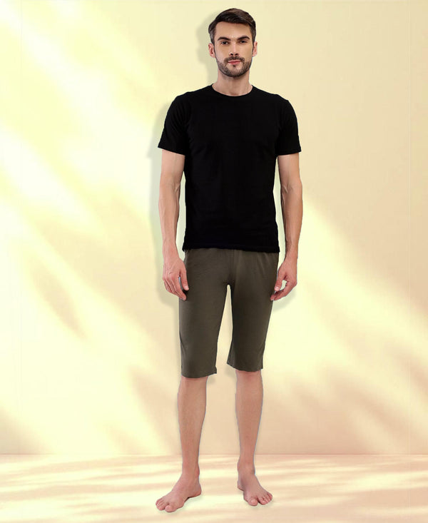 T.T. Men'S Poly Jersey Cut & Sew Three Fourth -Olive