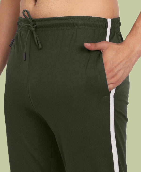 T.T. Men Cotton Track Pants Regular Fit Solid - Riffel Green