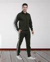 HiFlyers Mens Olive Regular Fit Solid Fleece Tracksuit
