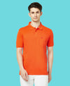 HiFlyers Men'S Solid Regular Fit Polo T-Shirt With Pocket -Orange
