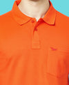 HiFlyers Men'S Solid Regular Fit Polo T-Shirt With Pocket -Orange