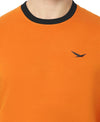HiFlyers Men Slim Fit Cotrast Rib Cotton Fleece Round Neck Sweatshirt -Orange