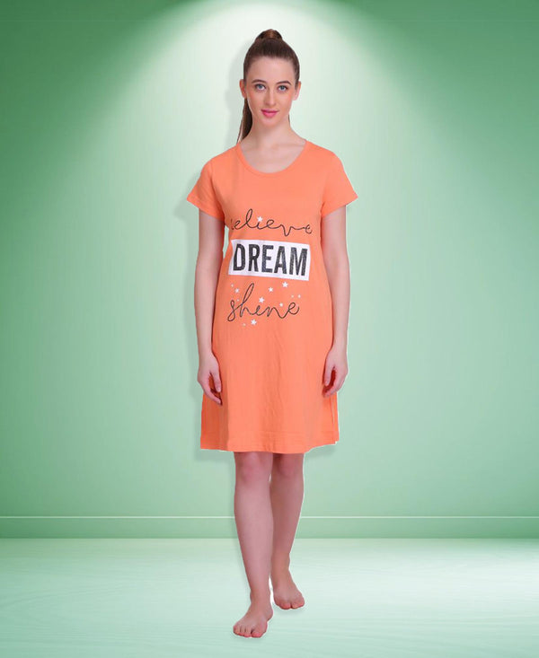 T.T. Women Half Sleeves 3/4Th Gown - Orange