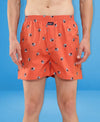HiFlyers Men Regular Fit Printed Super Combed Cotton Woven Boxer Short Pack Of 1 Orange