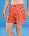 HiFlyers Men Regular Fit Printed Super Combed Cotton Woven Boxer Short Pack Of 1 Orange