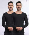 T.T. Men Regular Fit Cotton Rich With Elastomeric Finish Thermal Top Pack Of 2-Black