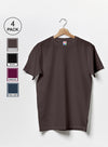 T.T. Men'S Eco Friendly (Cotton Rich) Recycled Fabric Solid Regular Fit Round Neck T-Shirt Pack Of 4 -Coffee-Black-Maroon-Grey