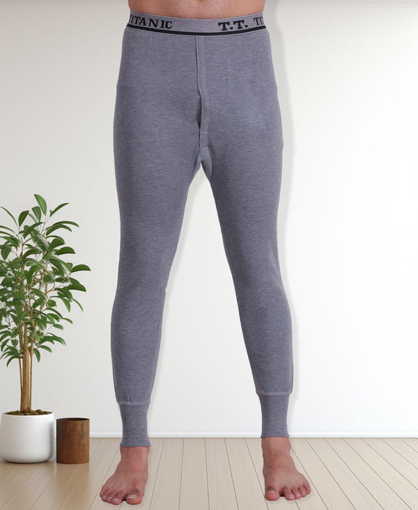 T.T. Mens Sky Blue Slim FitSolid Titanic Thermal Trouser