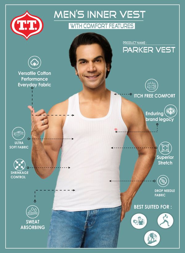 T.T. Men Desire Parker Vest (Pack Of 3)