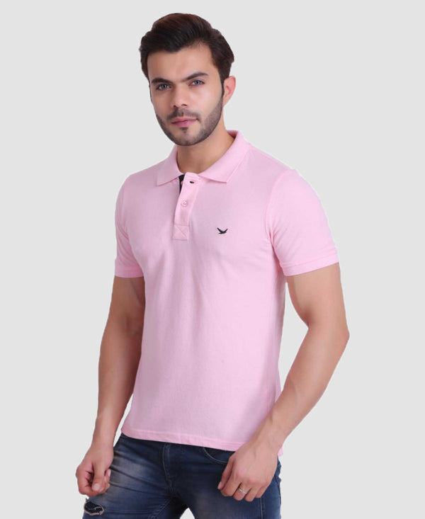 HiFlyers Men Pink Polo T-Shirt