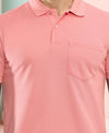 T.T. Men Slim Fit Cotton Polyster Pique Polo Half Sleeve T-Shirt Pink