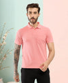 T.T. Men Slim Fit Cotton Polyster Pique Polo Half Sleeve T-Shirt Pink