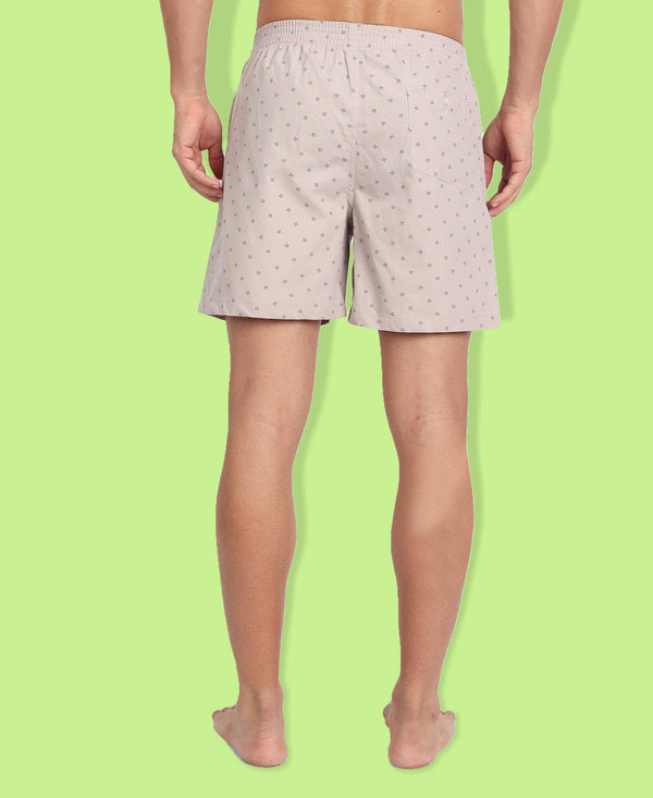 HiFlyers Men Light Pink Printed Cotton Boxer Shorts