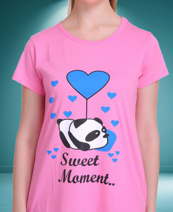 T.T. Women Half Sleeves 3/4Th Gown - Pink