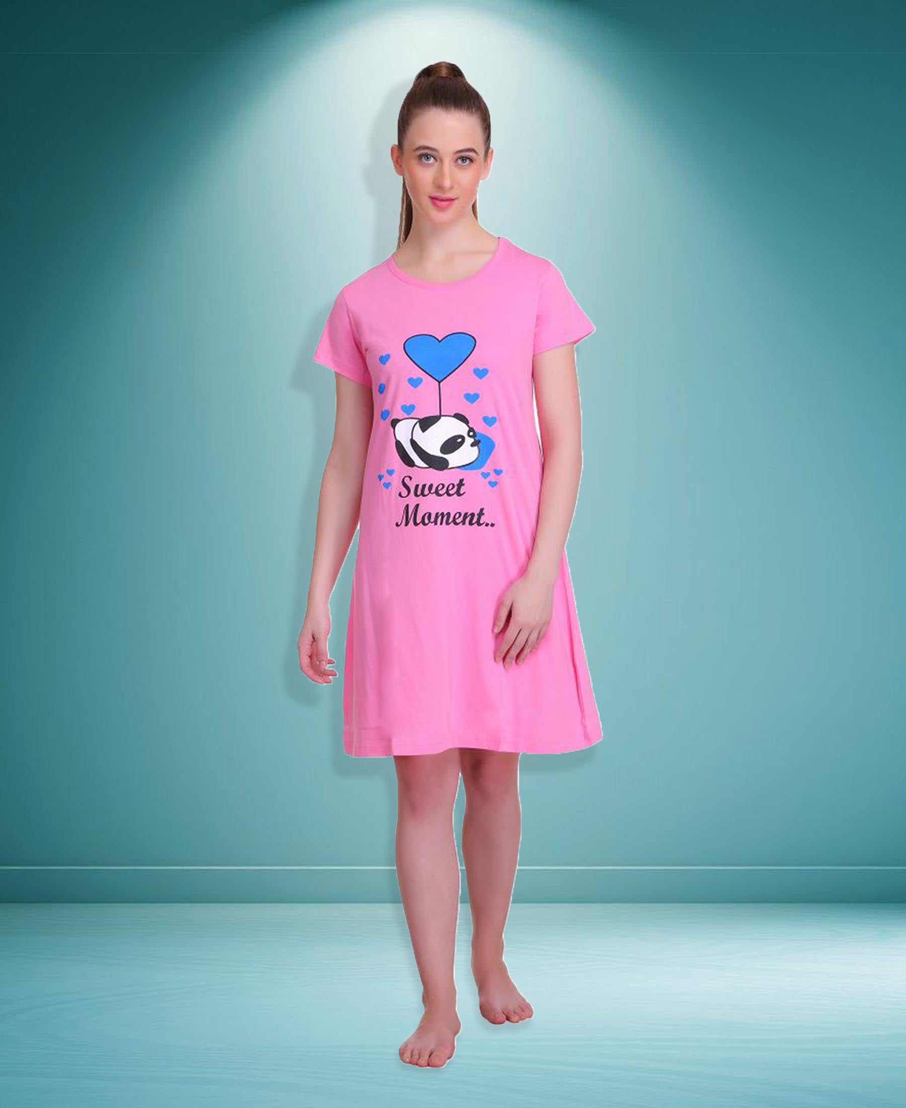 Buy T.T. Women Half Sleeves 3/4Th Gown - Pink| TTBazaar T T Bazaar Buy T.T. Women Half Sleeves 3/4Th Gown - Pink| TTBazaar T T Bazaar