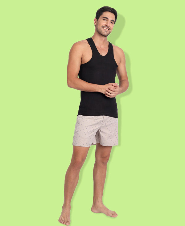 HiFlyers Men Light Pink Printed Cotton Boxer Shorts