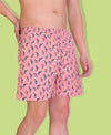 HiFlyers Men Printed Cotton Boxer Short Dark Pink