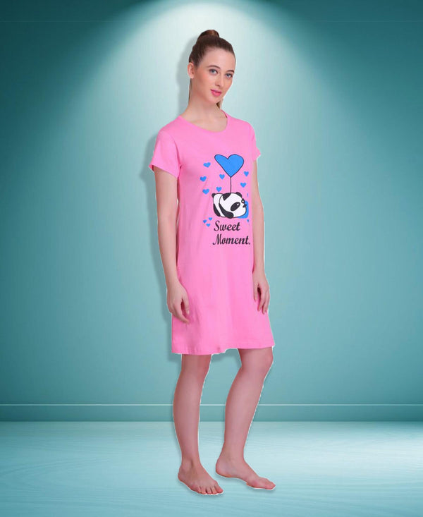 T.T. Women Half Sleeves 3/4Th Gown - Pink