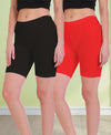 T.T. Pearl Women 100% Cotton Multipurpose Shorts Pack Of 2 Red & Black