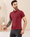T.T. Men Slim Fit Cotton Polyster Pique Polo Half Sleeve T-Shirt Maroon