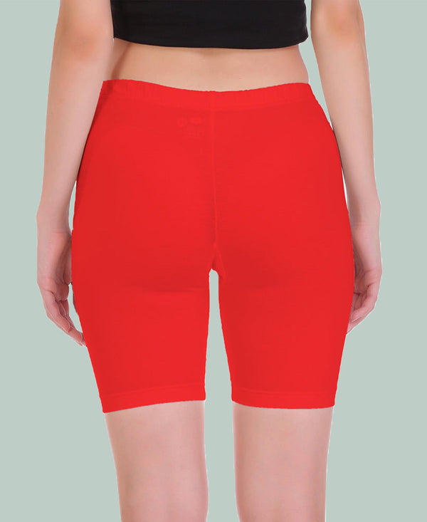 T.T. Pearl Women 100% Cotton Multipurpose Shorts Pack Of 2 Red & Skin