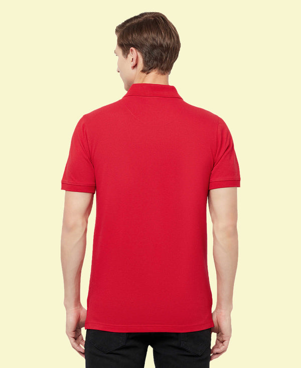 HiFlyers Men'S Cotton Polo T-Shirt With Chest Logo Red