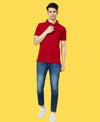 HiFlyers Men'S Solid Regular Fit Polo T-Shirt With Pocket -Red