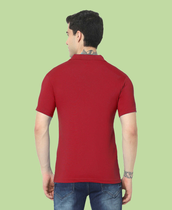 T.T. Men'S Solid Sinker Polo Tshirts With PocketRed