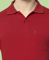 T.T. Men'S Solid Sinker Polo Tshirts With PocketRed