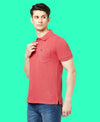 HiFlyers Men'S Solid Regular Fit Polo T-Shirt With Pocket -Red Melange