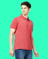 HiFlyers Men'S Solid Regular Fit Polo T-Shirt With Pocket -Red Melange