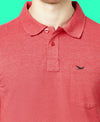 HiFlyers Men'S Solid Regular Fit Polo T-Shirt With Pocket -Red Melange