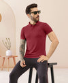 T.T. Men Slim Fit Cotton Polyster Pique Polo Half Sleeve T-Shirt Maroon