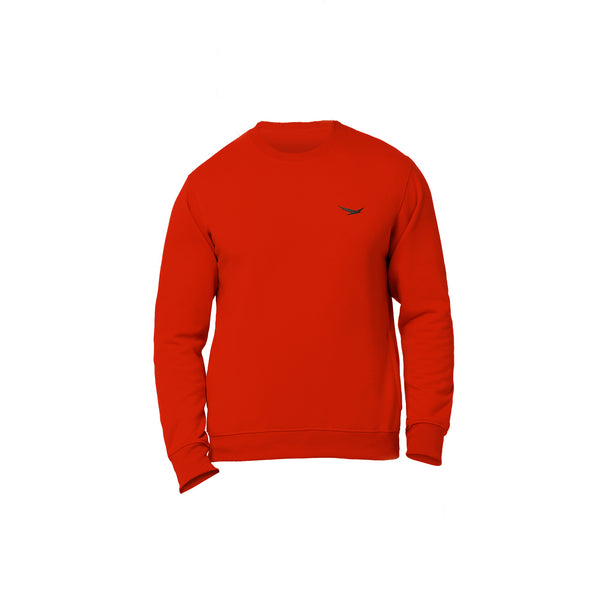 HiFlyers Mens Red Slim Fit Solid Cotton Fleece Sweatshirt