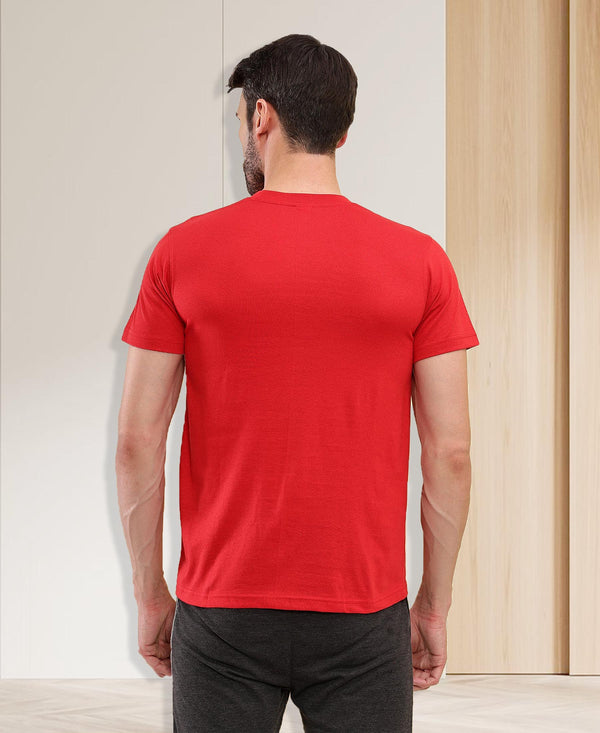 T.T. Men'S Solid Eco Friendly (Cotton Rich) Recycled Fabric Regular Fit Round Neck T-Shirt-Red