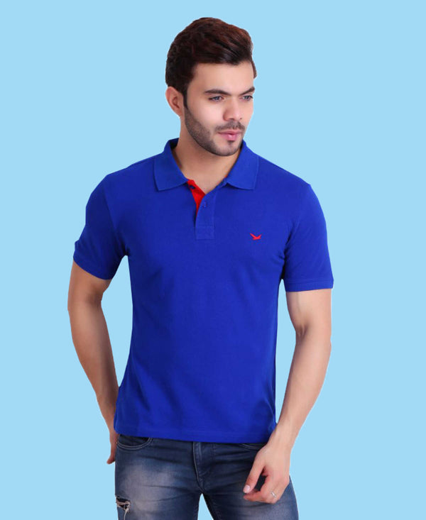 HiFlyers Men Royal Blue Polo T-Shirt