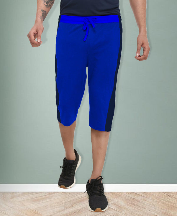 T.T. Men'S Poly Jersey Cut & Sew Three Fourth -Blue