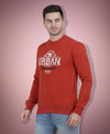 HiFlyers Mens Rust Slim Fit Printed Round Neck Sweatshirt