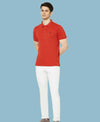 HiFlyers Men'S Solid Regular Fit Polo T-Shirt With Pocket -Rust